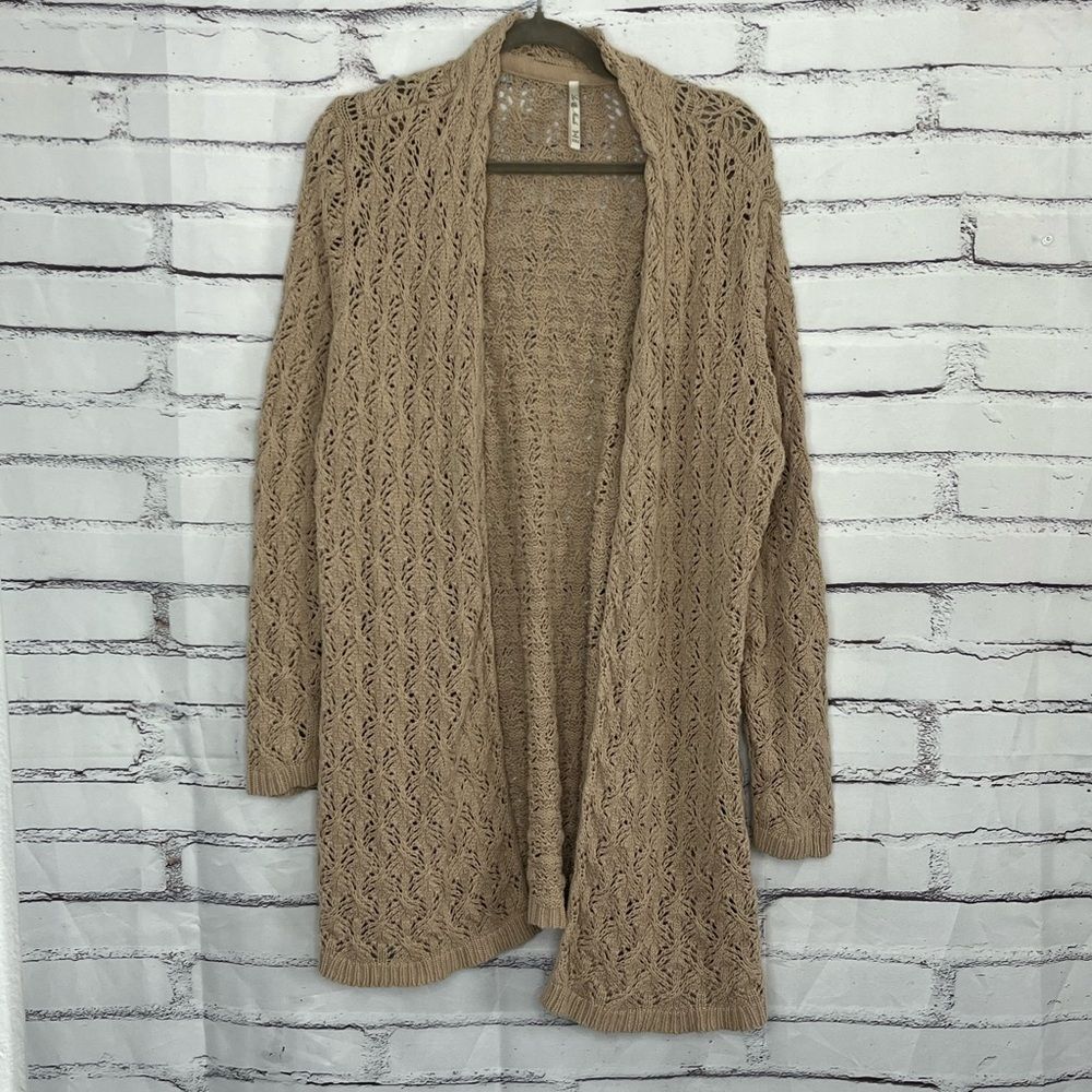 Leo & Nicole Beige Open Knit Long Cardigan Sweater Women’s XXL Lightweight Top